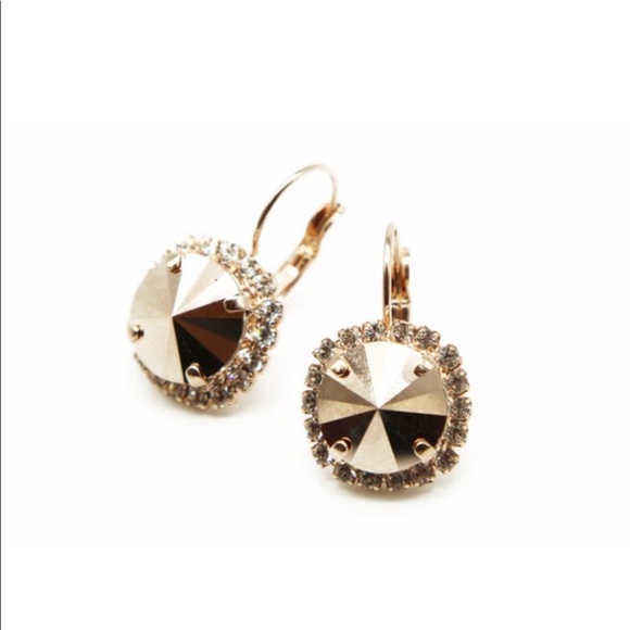 Jewelry - Rose Gold Crystal Halo Drop Earrings | Faceted Statement Dangle | Bridal Glam